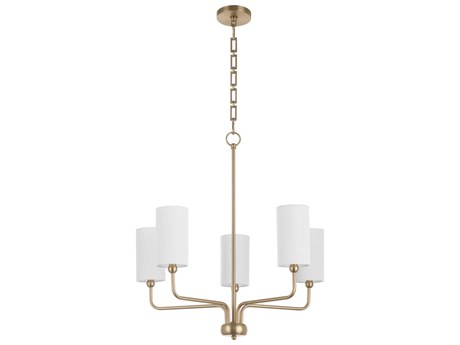 Quorum Charlotte 5-Light Aged Brass Cylinder Chandelier