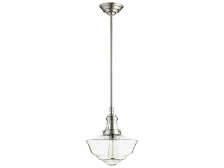 Quorum 1-Light Satin Nickel With Clear Glass Mini Pendant