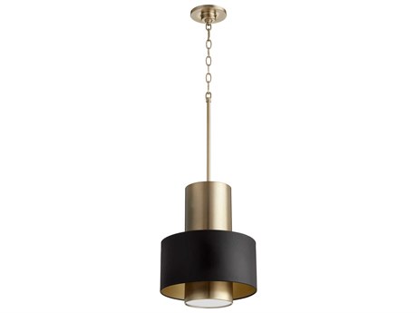 Quorum 1-Light Noir Aged Brass Cylinder Mini Pendant