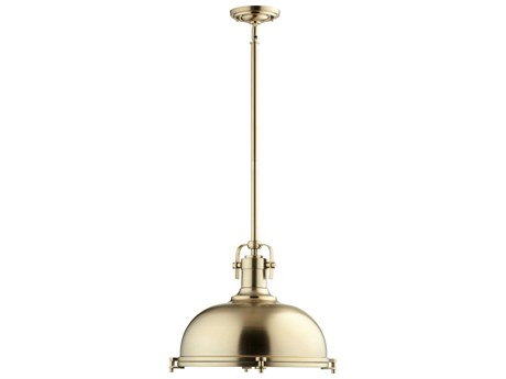 Quorum 1-Light Aged Brass Dome Pendant
