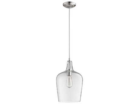 Quorum 1-Light Satin Nickel Glass Bell Mini Pendant