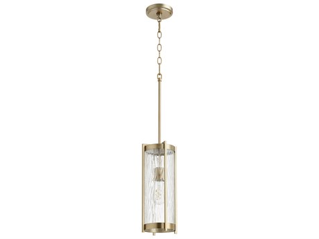 Quorum 1-Light Aged Brass Cylinder Mini Pendant