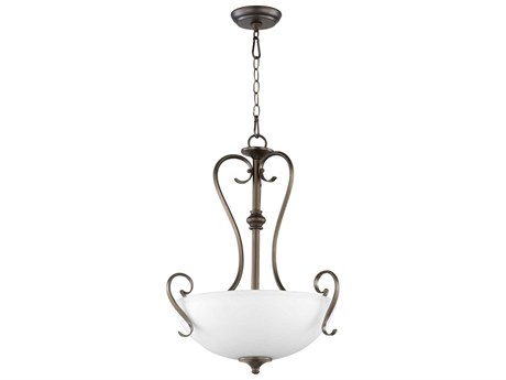 Quorum Powell 3-Light Oiled Bronze Traditional Bowl Pendant