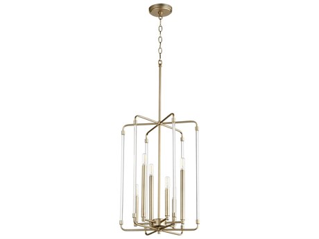 Quorum Optic 6-Light Aged Brass Candelabra Geometric Chandelier