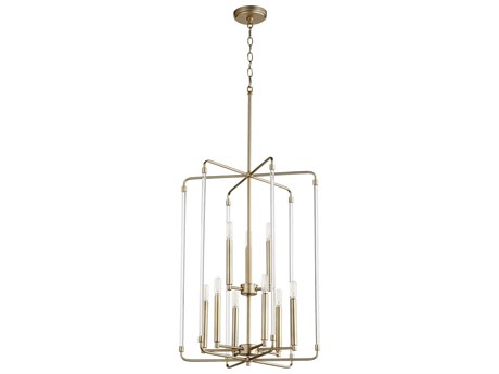 Quorum Optic 9-Light Aged Brass Candelabra Geometric Chandelier