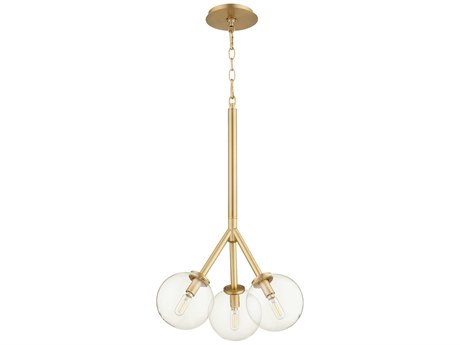 Quorum Rovi 3-Light Aged Brass Glass Globe Pendant