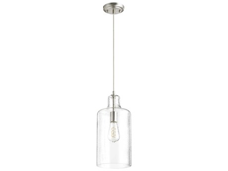 Quorum 1-Light Satin Nickel Cylinder Mini Pendant
