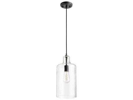Quorum 1-Light Noir Clear Cylinder Mini Pendant