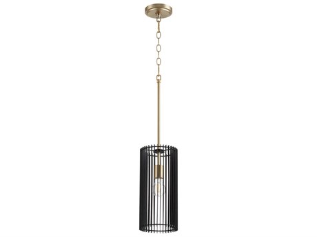 Quorum Finura 1-Light Aged Brass Cylinder Mini Pendant