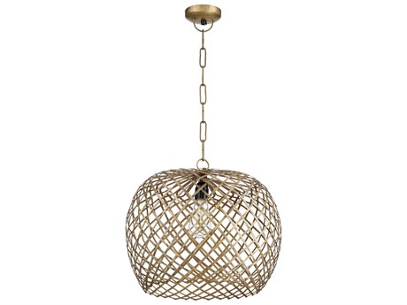 Quorum 1-Light Artisan's Brass Drum Pendant