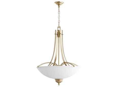 Quorum Aspen 5-Light Aged Silver Leaf Bowl Pendant