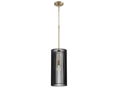 Quorum Finura 1-Light Aged Brass Cylinder Mini Pendant
