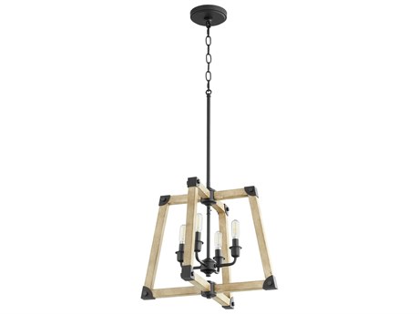 Quorum Alpine 4-Light Noir Driftwood Black Candelabra Geometric Chandelier
