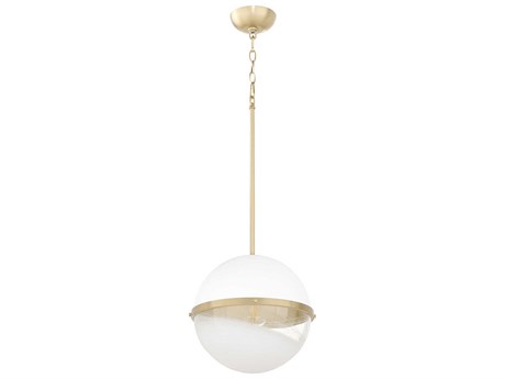 Quorum 1-Light Studio White Aged Brass Globe Pendant