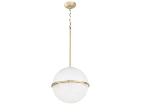 Quorum 1-Light Studio White Aged Brass Globe Pendant
