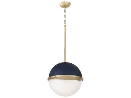 Quorum 1-Light Blue Aged Brass Globe Pendant