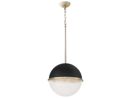 Quorum 1-Light Textured Black Aged Brass Globe Pendant