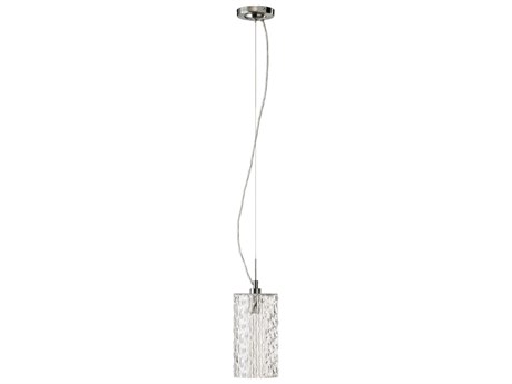 Quorum 1-Light Satin Nickel Glass Cylinder Mini Pendant