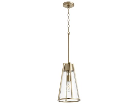 Quorum 1-Light Aged Brass Geometric Mini Pendant