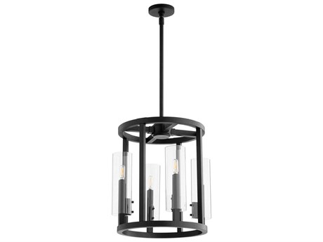 Quorum Harbin 4-Light Textured Black Glass Cylinder Pendant