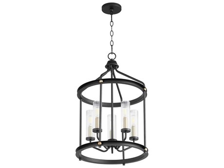 Quorum Empire 5-Light Noir With Aged Brass Black Glass Chandelier