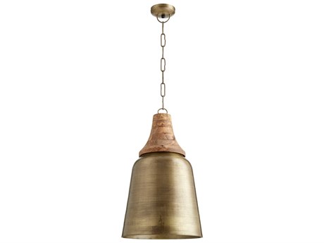 Quorum 1-Light Artisan's Brass Bell Pendant