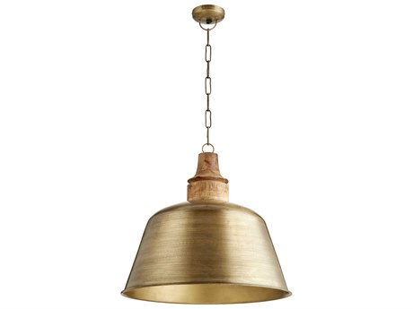 Quorum 1-Light Artisan's Brass Bell Pendant