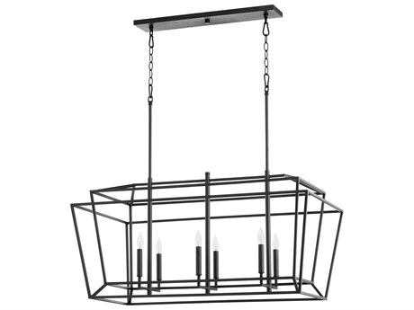 Quorum Monument 6-Light Noir Black Linear Island Pendant