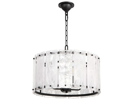 Quorum Prestige 4-Light Matte Black Drum Pendant