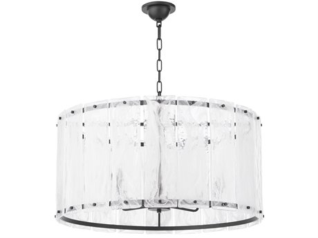Quorum Prestige 8-Light Aged Brass Black Drum Pendant