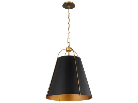Quorum Ellen 3-Light Matte Black Aged Brass Drum Pendant