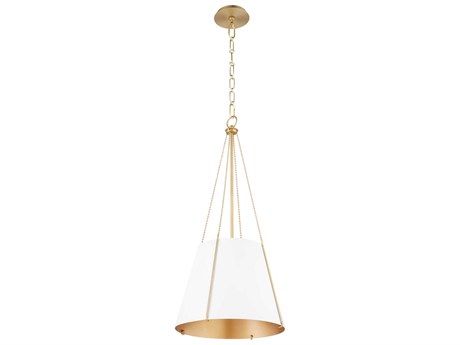 Quorum Denise 1-Light Studio White Aged Brass Drum Pendant
