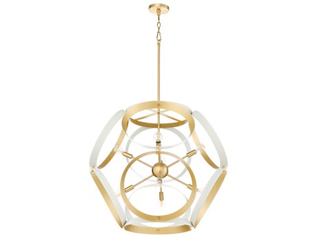 Quorum Domain 8-Light Studio White Aged Brass Globe Pendant