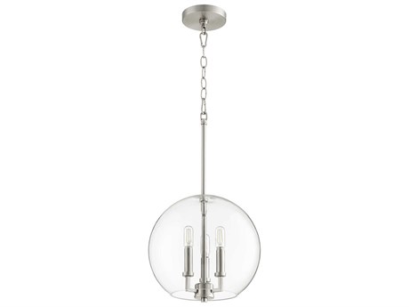 Quorum 3-Light Satin Nickel Glass Candelabra Globe Chandelier