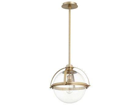 Quorum 1-Light Aged Brass Glass Globe Pendant