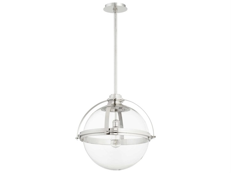 Quorum International Meridian Polished Nickel With Clear Glass 20 Quorum International Meridian Polished Nickel With Clear Glass 20 Wide Pendant Light 88 62