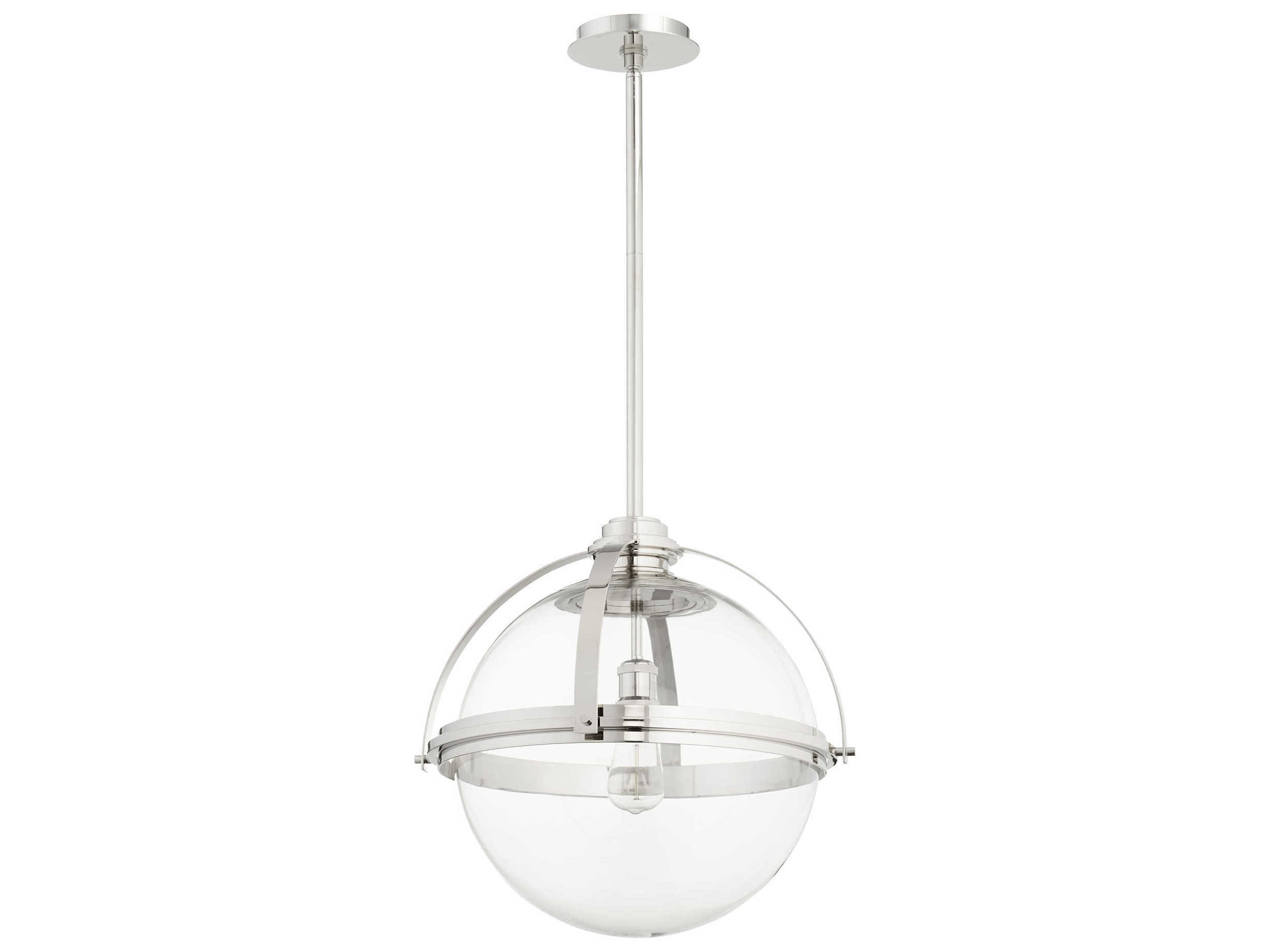 Quorum International Meridian Polished Nickel With Clear Glass 20 Quorum International Meridian Polished Nickel With Clear Glass 20 Wide Pendant Light Hover To Zoom