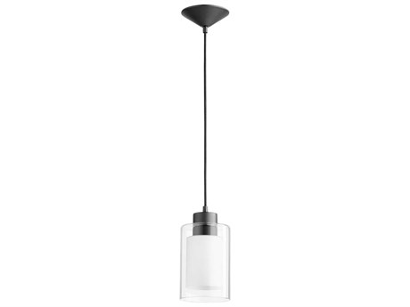 Quorum 1-Light Noir Black Glass Cylinder Mini Pendant