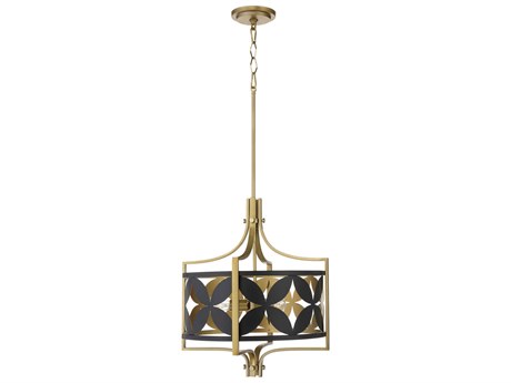 Quorum Mariposa 3-Light Matte Black Aged Brass Pendant