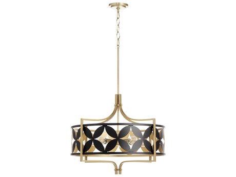 Quorum Mariposa 5-Light Matte Black Aged Brass Pendant