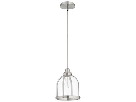 Quorum 1-Light Satin Nickel Glass Bell Mini Pendant