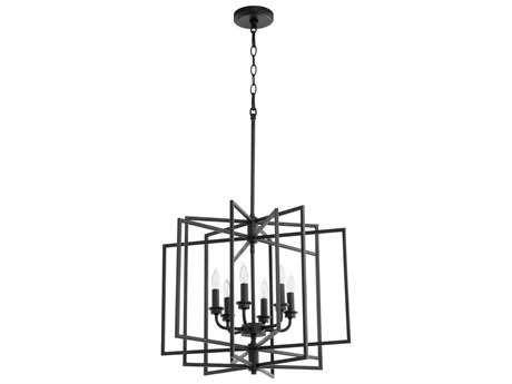 Quorum Hammond 6-Light Noir Black Candelabra Geometric Chandelier