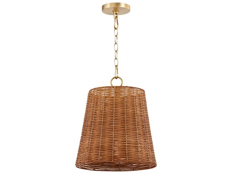 Quorum 3-Light Aged Brass Drum Pendant