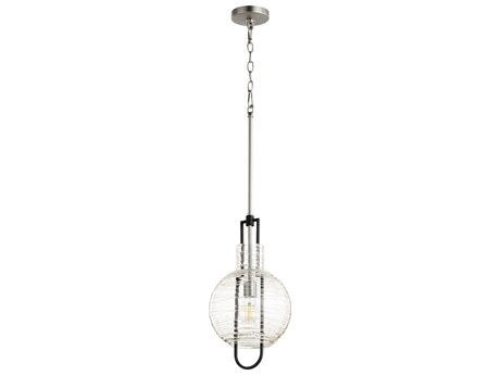 Quorum 1-Light Noir With Satin Nickel Black Glass Globe Mini Pendant