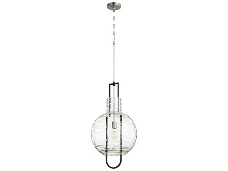 Quorum 1-Light Noir With Satin Nickel Black Glass Globe Pendant