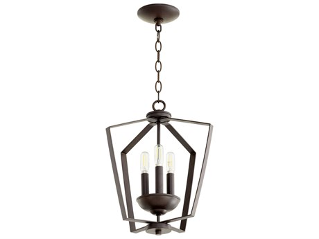 Quorum 3-Light Oiled Bronze Geometric Pendant