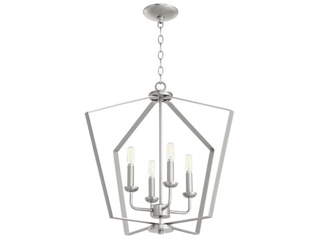 Quorum 4-Light Satin Nickel Candelabra Geometric Chandelier