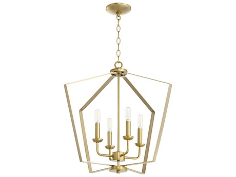 Quorum 4-Light Aged Brass Candelabra Geometric Chandelier