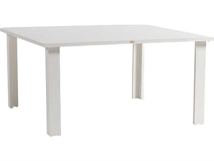 Ratana Limo Silver Talc White Aluminum Square Umbrella Hole Dining Table