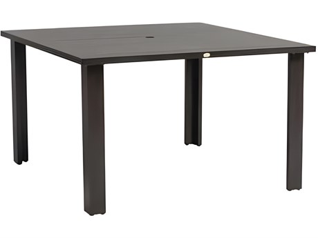 Ratana Limo Silver Ash Grey Aluminum Square Umbrella Hole Dining Table